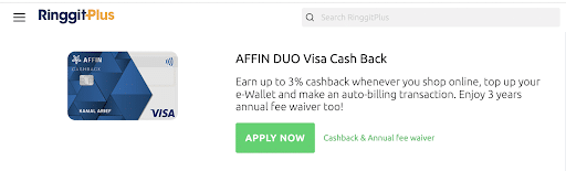 Affin DUO Visa Cash Back